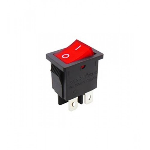 Διακόπτης rocker μίνι ΟΝ-OFF 10A 250V 4P με λυχνία κόκκινος  "0-" RK2-03 2X1N B/R Soken