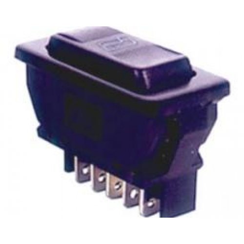 Διακόπτης rocker αυτοκινήτου (ON)-OFF-(ON) 20A 12V 5P μαύρος με λυχνία επαναφορά 2xON ASW-02D