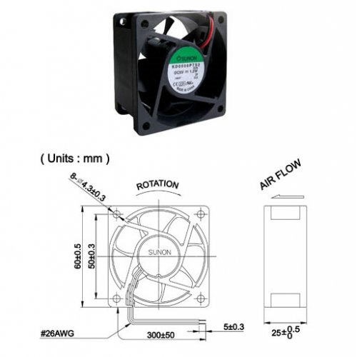 Ανεμιστήρας 24V DC 60x60x25mm EB60252S1 SUNON