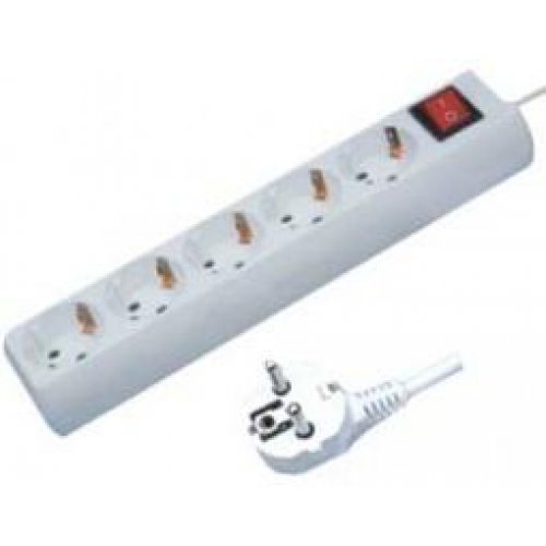 Πολύπριζο 5 σούκο 3x1.5mm 5m με διακόπτη λευκό KF05K