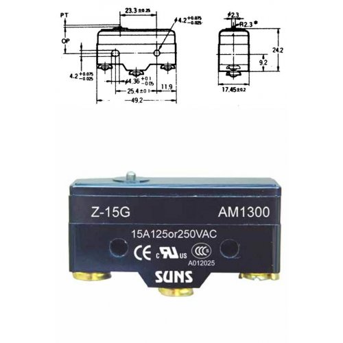 Διακόπτης Τερματικός Micro Switch 15A 250V AC AM-1300