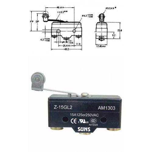 Διακόπτης Τερματικός Micro Switch 15A 250V AC AM-1303
