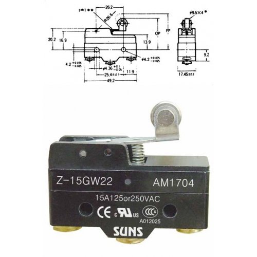 Διακόπτης Τερματικός Micro Switch 15A 250V AC AM-1704