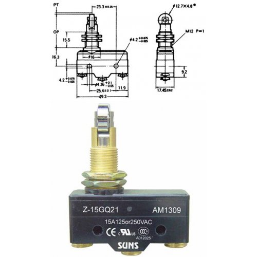 Τερματικός Διακόπτης Micro Switch 15A 250V AC AM-1309