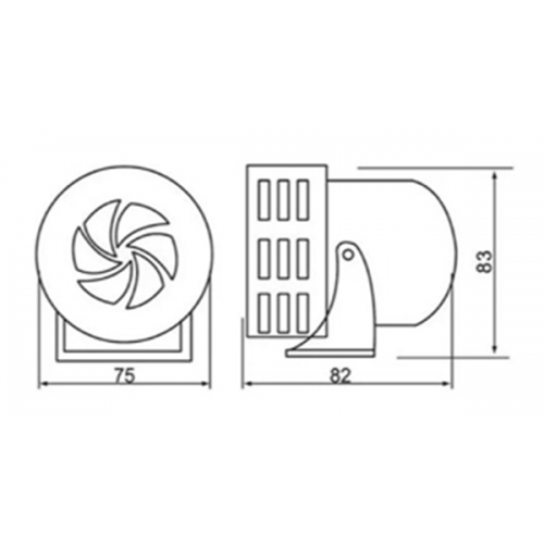 Σειρήνα mini περιστροφική 230V AC 100dB 82x83x75mm μεταλλική κόκκινη IP40 MS-190 CNTD