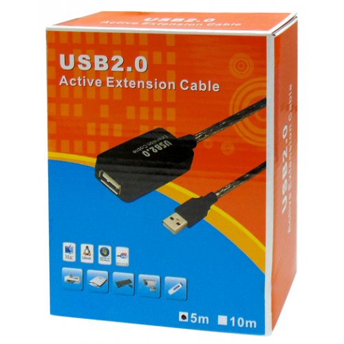 Καλώδιο προέκταση USB 2.0 A αρσενικό -> A θηλυκό 5m με ενίσχυση VE726