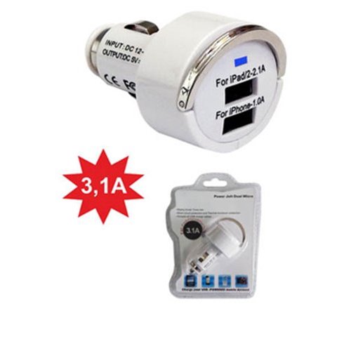 Τροφοδοτικό 12V DC In -> 2 x USB A 5V DC 3,1A TD-CC-22