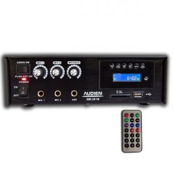 Ενισχυτής μικροφωνικός 12VDC + 230VAC 18W 2xMIC/USB/FM SM-201B AUDIEN