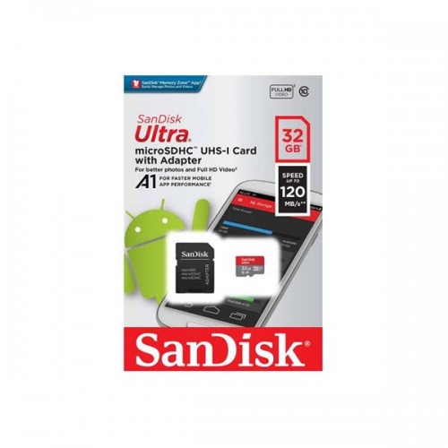 Κάρτα μνήμης 32GB Ultra micro SDHC/microSDXC 120MB/s με αντάπτορα SDSQUA4-032G-GN6MA SanDisk Κάρτα μνήμης 32GB Ultra micro SDHC/microSDXC 120MB/s με αντάπτορα SDSQUA4-032G-GN6MA SanDisk