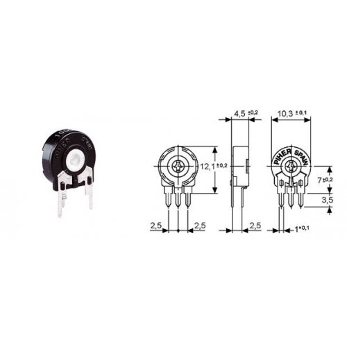 Trimmer μικρό κάθετο κλειστό PT10 LH 100 ohm PIHER