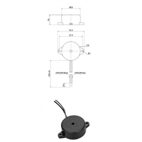 Buzzer με καλώδιο 12VDC 82DB KPI-G2330E