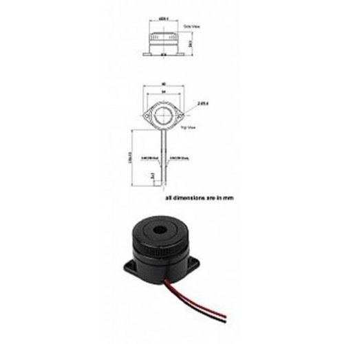 Buzzer με καλώδιο 12VDC 86DB γρήγορο διακοπτόμενο KPI-G2911L