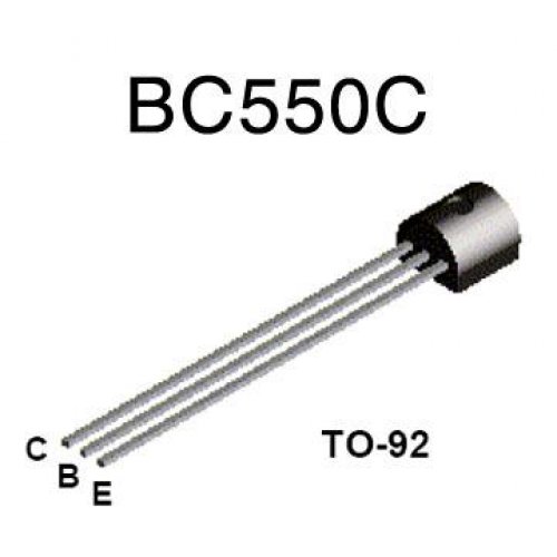 Transistor NPN 45V 100mA HFE=800 TO-92 BC550C
