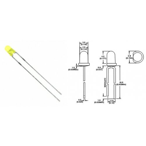 Led 3mm κίτρινο 35mcd 30531