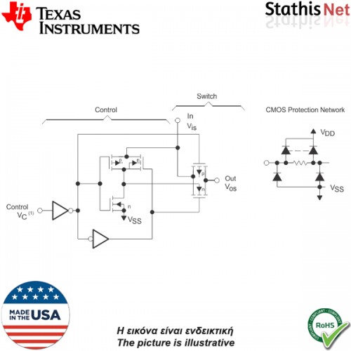 Αναλογικός διακόπτης 4 καναλιών IC CD4066BE Texas Instruments