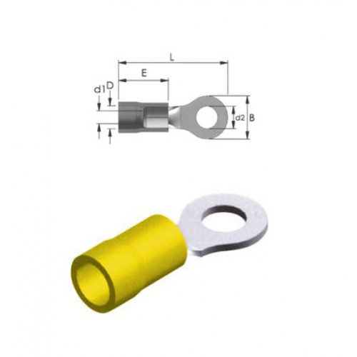 Ακροδέκτης οπής με μόνωση κίτρινος 8.4-5.5mm R5-8V (02.283) JEE