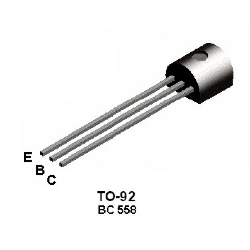 Transistor BC558C PNP 30V 100mA hFE Max:800 TO-92
