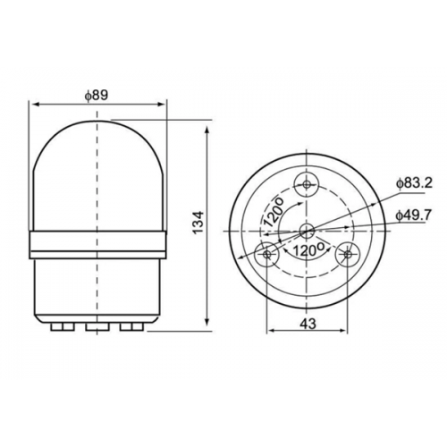 Φάρος μικρός LED strobe 24V DC περιστρεφόμενος 89x134mm κόκκινος IP40 C-1081 CNTD