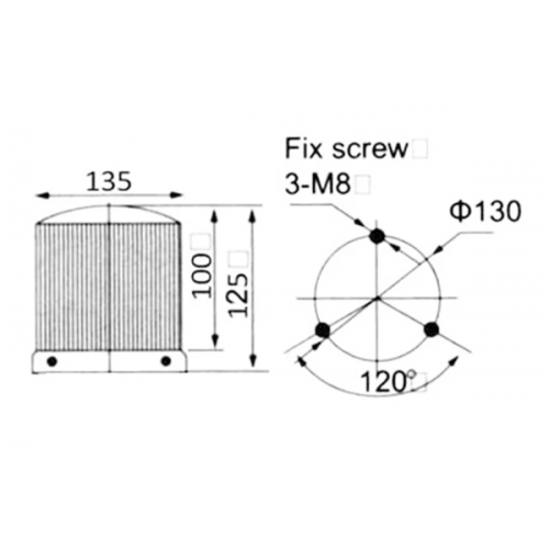 Φάρος μεσαίος LED strobe περιστρεφόμενος 24V DC 135x125mm κόκκινος IP40 C-400 CNTD