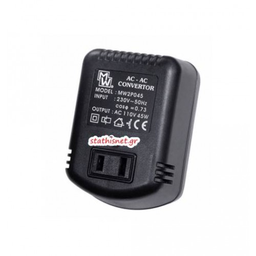 Converter αυτομετασχηματιστής 230V AC IN -> OUT 100-120V AC 45W 2.4A 2P045 Minwa