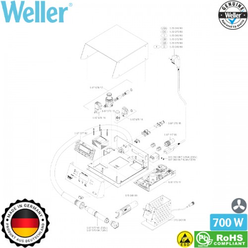 Σταθμός θερμού αέρα WHA 3000V Set T0053336699N Weller