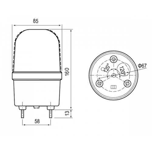 Φάρος μεγάλος LED strobe 12V DC περιστρεφόμενος 85x160mm μπλέ IP40 C-1101 CNTD
