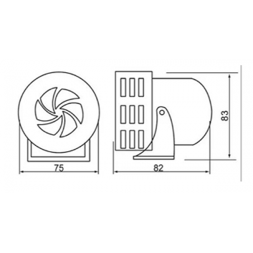 Σειρήνα mini περιστροφική 12V DC 100dB 82x83x75mm μεταλλική κόκκινη IP40 MS-190 CNTD