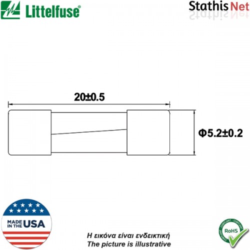 Ασφάλεια γυαλάκι 5x20mm ταχείας 0.08Α 0217.080MXP Littelfuse