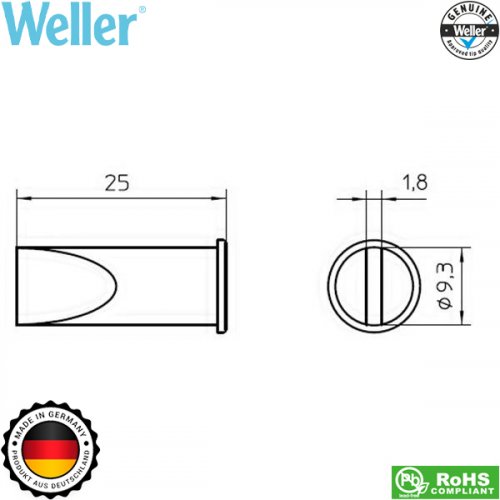 Μύτη κολλητηριού 9.3x1.8mm LHT F T0054445099 Weller