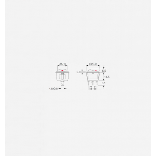 Διακόπτης rocker Φ23 ΟΝ-OFF 20A 250V 3P R13-112B2 κόκκινος με λυχνία LED στρογγυλό κουμπί