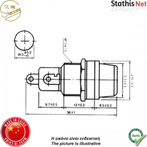 Ασφαλειοθήκη βιδωτή σασί 5x20mm 10A S1056 Shenxiong