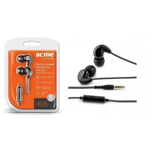 Ακουστικά Στερεοφωνικά Handsfree με Μικρόφωνο Μαύρο HE16 Acme