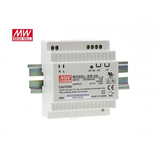 Τροφοδοτικό ράγας 230V IN -> OUT 24VDC 60W 2.5A DR60-24 Mean Well