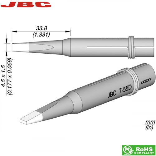 Μύτη κολλητηριού 4.5x1.5mm Τ-55D JBC