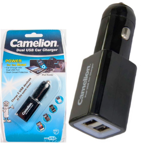 Τροφοδοτικό αυτοκινήτου 12V DC In -> 2 x USB A Out 5V 2.1A DD801-DB Camelion