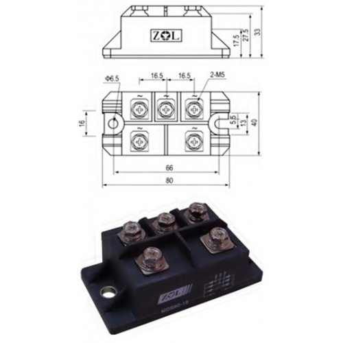 Γέφυρα τριφασική module MDS80-16 80A 1600V