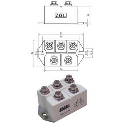 Γέφυρα τριφασική module MDS100-16 100A 1600V