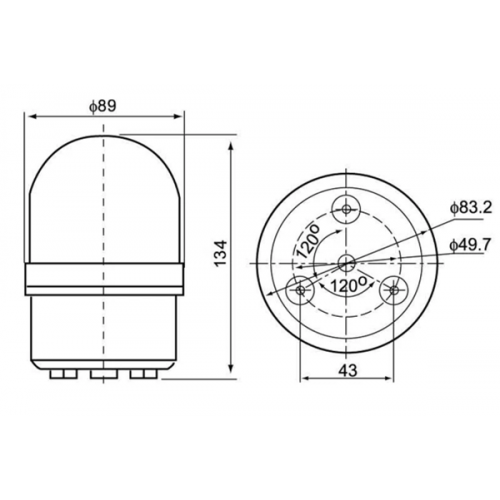 Φάρος μικρός LED strobe 24V DC περιστρεφόμενος 89x134mm μπλε IP40 C-1081 CNTD