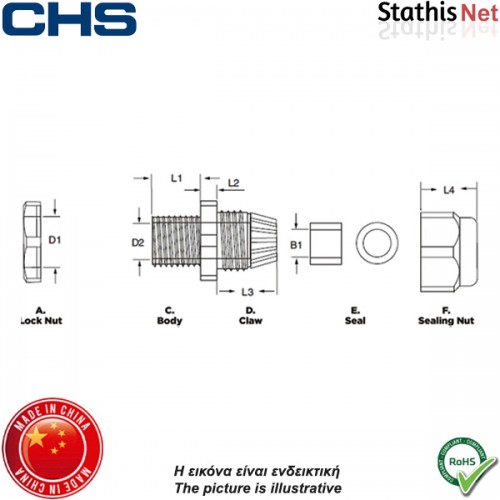 Στυπιοθλίπτης IP68 PG-011 γκρί CHS