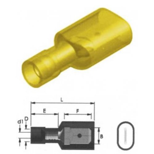 Ακροδέκτης συρταρωτός κίτρινος αρσενικός καλυμμένος 6.4mm M5-6.4AF/8 JEE