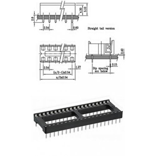 Βάση IC PCB DIP 32pin 15.24mm 2.54mm Απλή XINYA Βάση IC PCB DIP 32pin 15.24mm 2.54mm Απλή XINYA