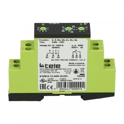 Χρονικό relay με 8 λειτουργίες 24V-240V AC/DC  1-100h E1ZM10 TELE