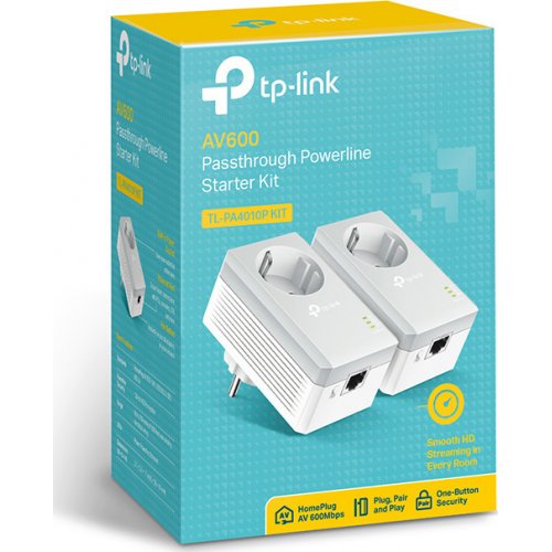 Powerline Adapter με πρίζα Starter Kit AV600 TL-PA4010P KIT TP-LINK