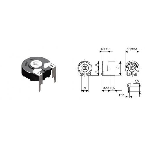 Trimmer μικρό οριζόντιο κλειστό PT10 LV 100K ohm PIHER