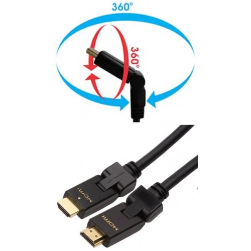 Καλώδιο HDMI αρσενικό -> HDMI αρσενικό + ethernet 1.4v χρυσό 1.8m rotating CMPLe