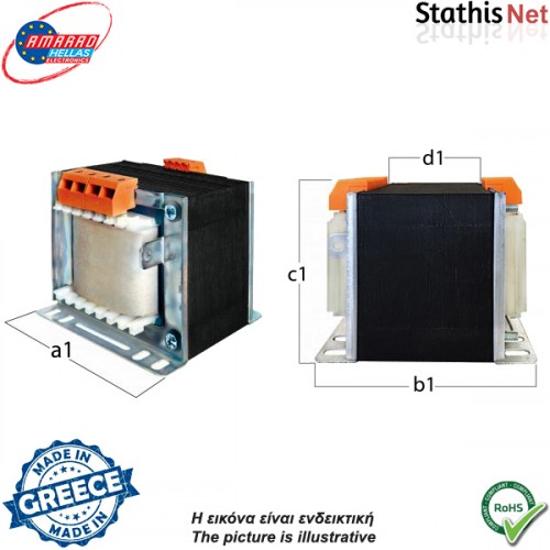 Μετασχηματιστής 230V -> 1 x 12V 50VA +1 x 12V 30VA Amarad