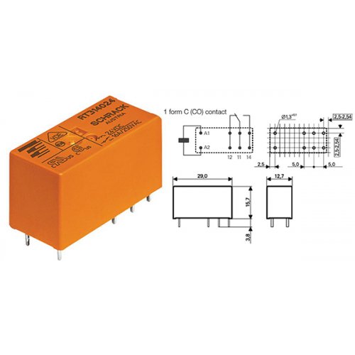 Relay mini 5V DC 16A 2pins RTD14005 TYCO