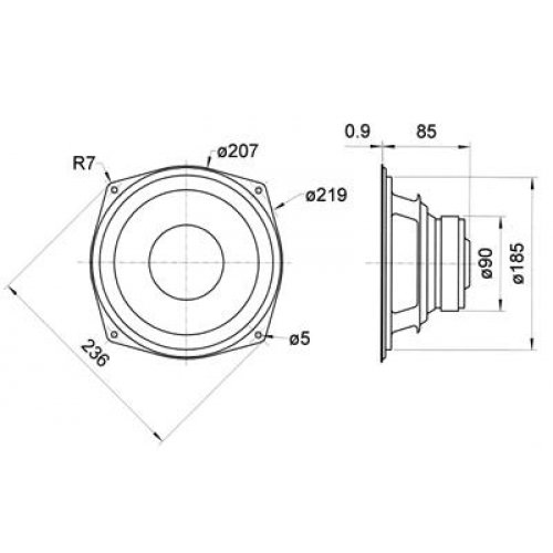 Μεγάφωνο woofer 8" 4Ω 120W WS 20Ε Visaton