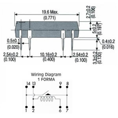 Reed Relay 5V DC 1A DIP 1 Επαφής 1C/O EDR201A0500