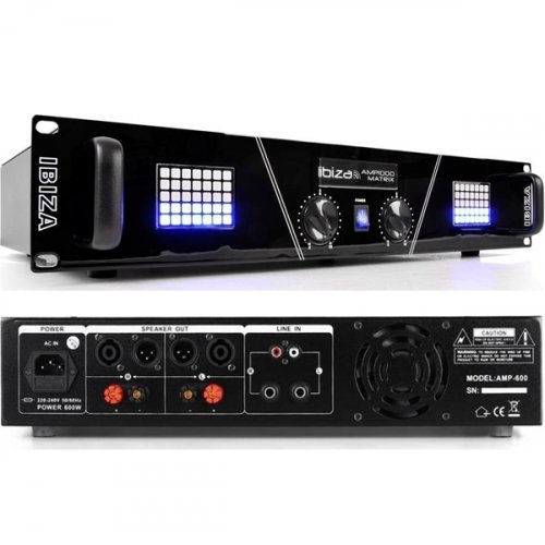 Ενισχυτής ήχου τελικός PA 2x800W με LED MATRIX AMP1000-MATRIX Ibiza Sound